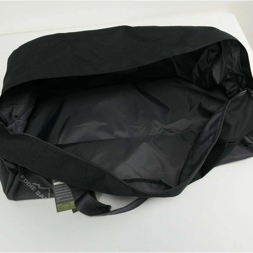 NEW Eddie Bauer Large Ripstop Duffel Bag Black Gray Travel Gym Bag NWT